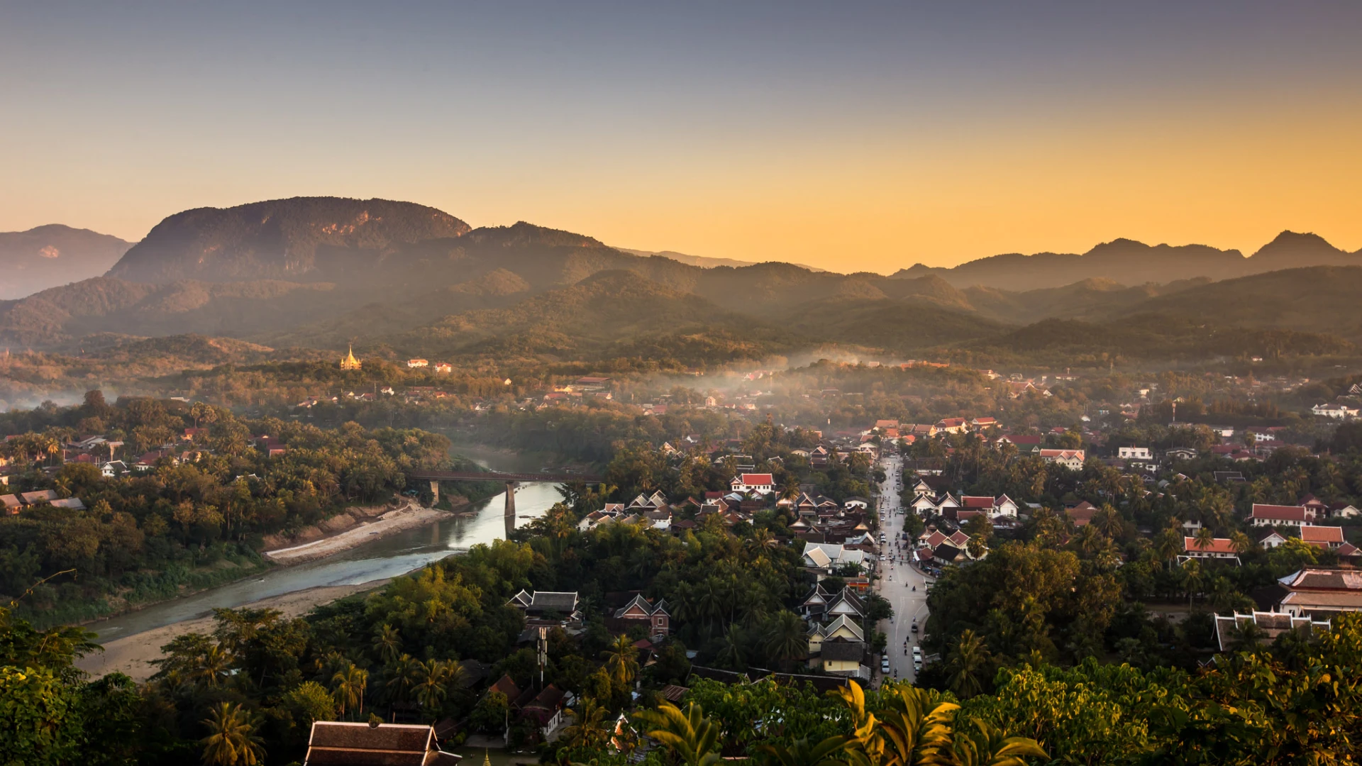 Panoramic view of Luang Prabang from Phousy Mountian