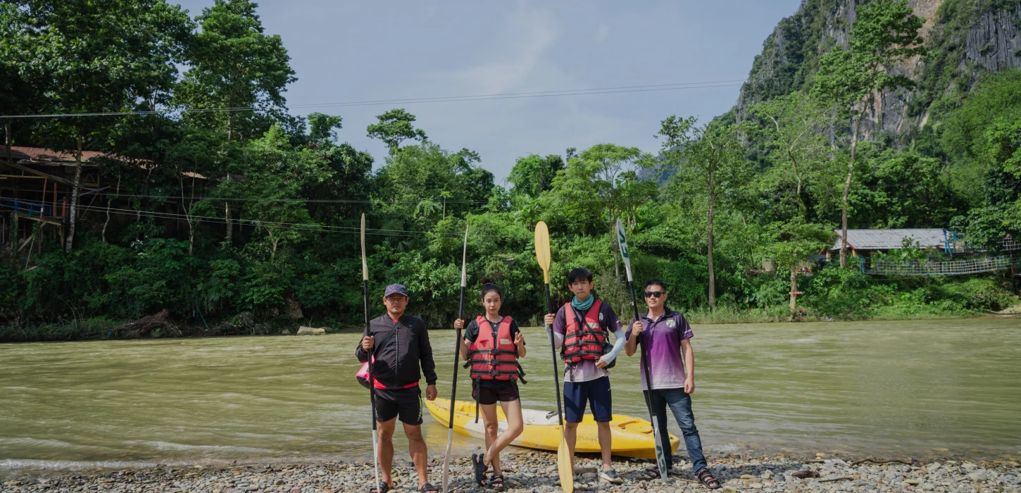 Half-Day Tour kayaking on Nam Song river and Tubing inside Tham Nam Cave (Water Cave) with Lunch