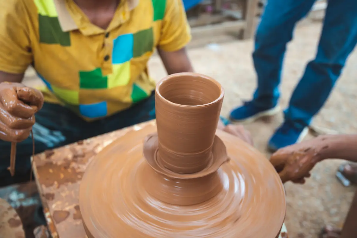 Working with Clay to create beautiful vessels.