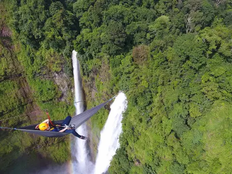 Lay Back On A Hammock In The Middle Of A Zipline at Tad Fane