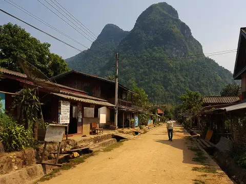 1-Day Trek And Kayak With Boat Ride, Muangnoi Village, Cave & Tad Mok Waterfall